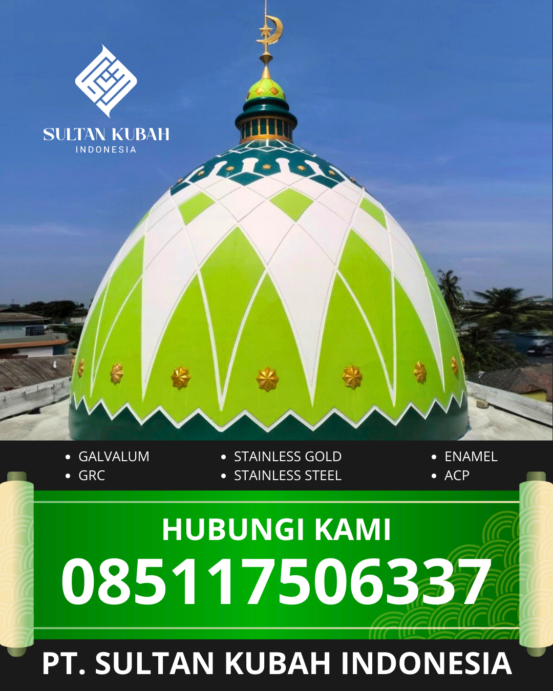 SPESIALIS KUBAH MASJID GARANSI RESMI DI KEC. LABANG, KAB. BANGKALAN, MADURA (WA: 085117506337)