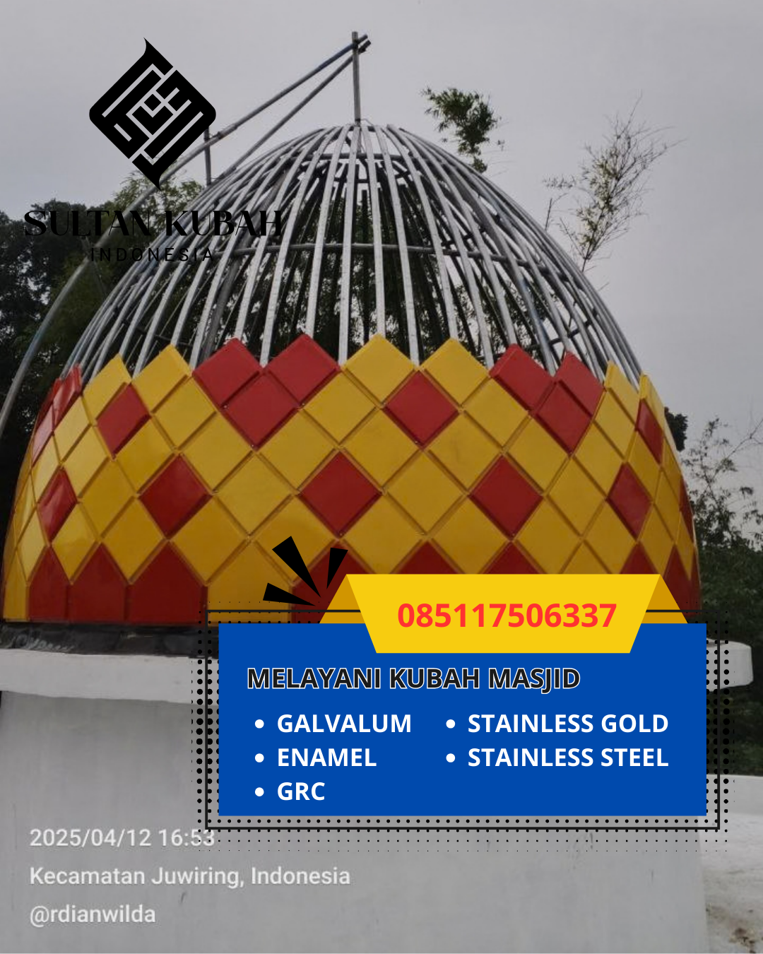 KUBAH MASJID HARGA TERJANGKAU DI KABUPATEN BLITAR, JAWA TIMUR (WA: 085117506337)