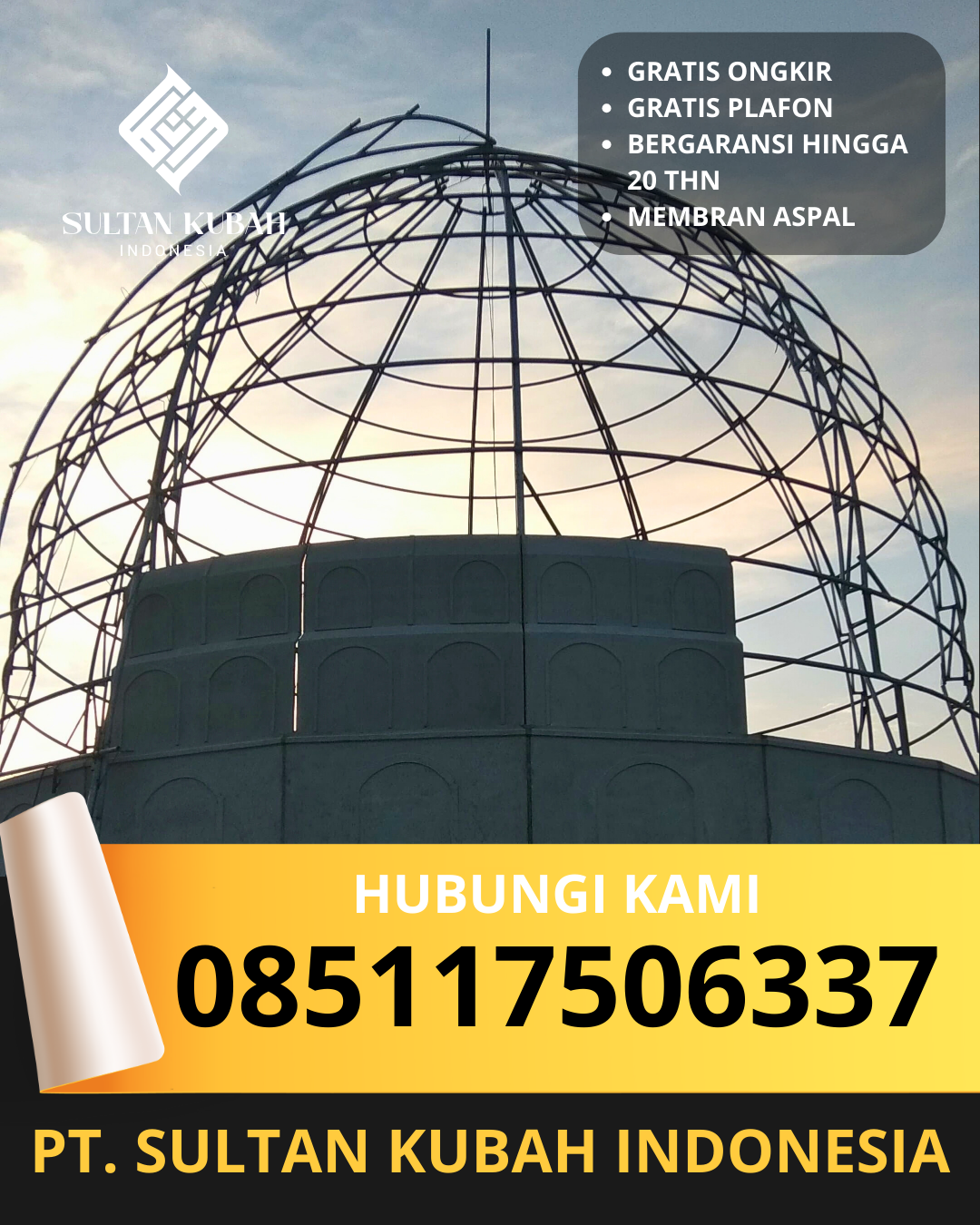 JUAL KUBAH MASJID TAHAN LAMA DI KEC. CIANJUR KOTA, KAB. CIANJUR, JAWA BARAT (WA: 085117506337)