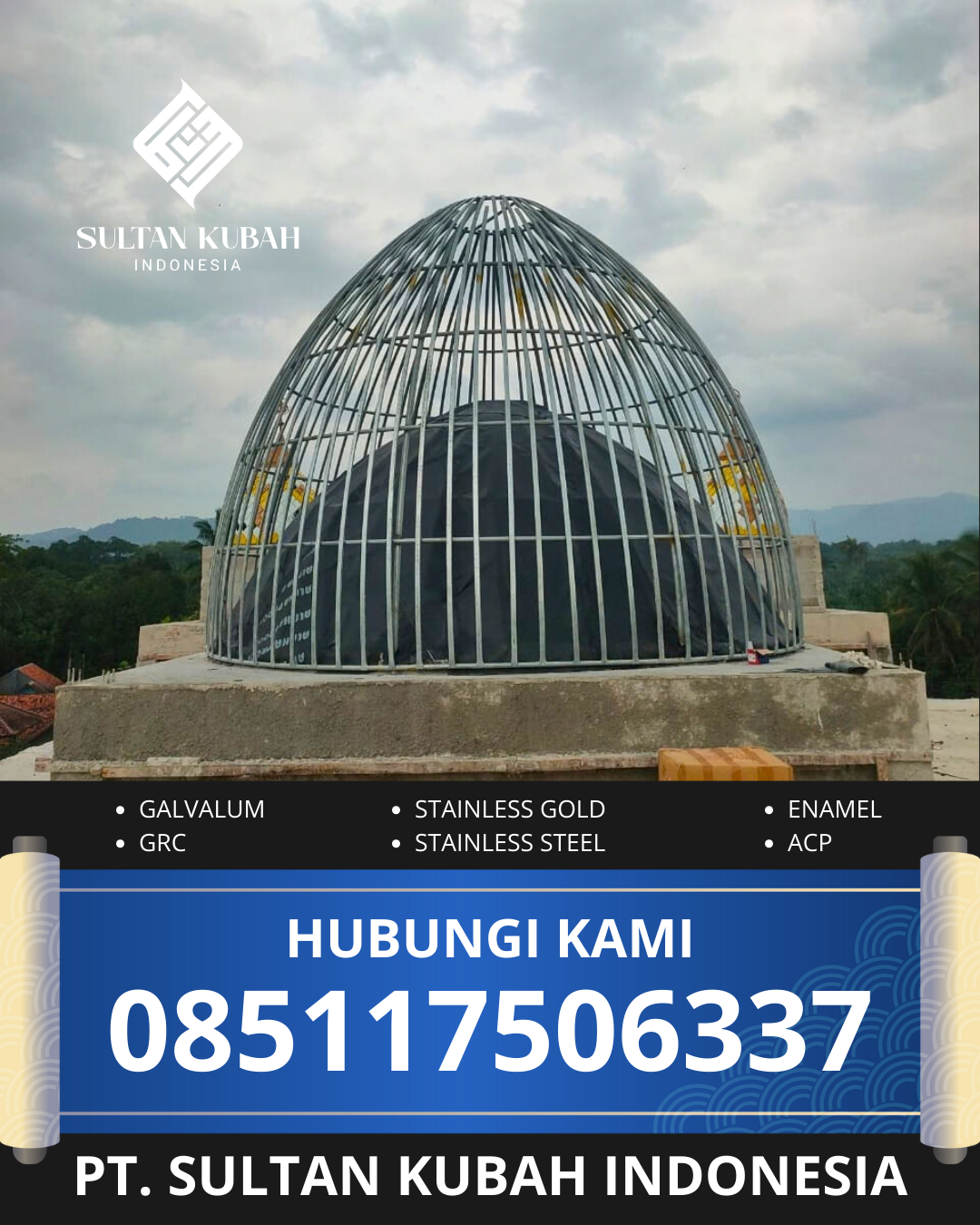 JUAL KUBAH MASJID TAHAN LAMA DI KEC. SLAWI, KAB. TEGAL, JAWA TENGAH (WA: 085117506337)