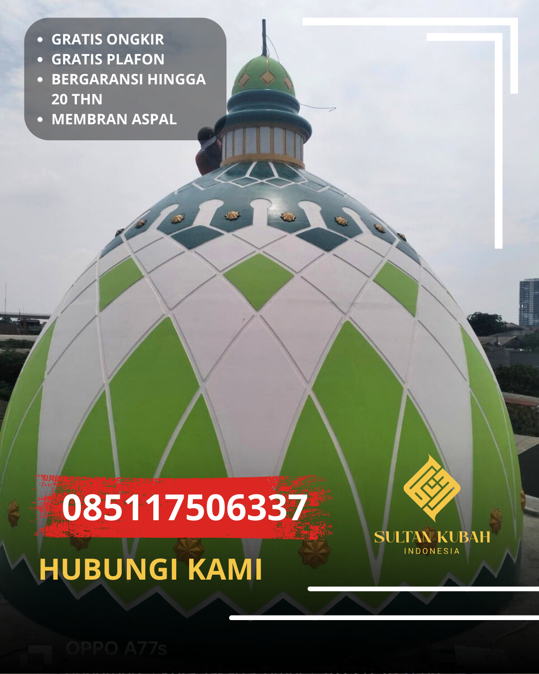 KUBAH MASJID DESAIN ELEGAN DI KEC. KARANG BINTANG, KAB. TANAH BUMBU, KALIMANTAN SELATAN (WA: 085117506337)