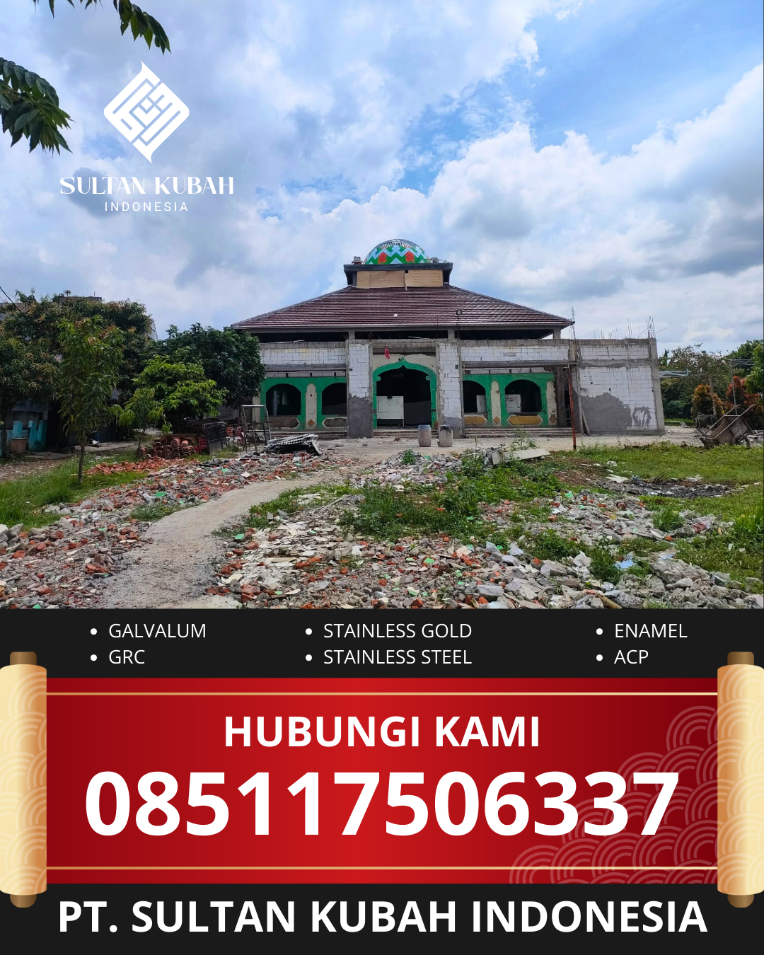 KUBAH MASJID GALVALUM HARGA TERJANGKAU DI KEC. ROTE BARAT, KAB. ROTE NDAO (WA: 085117506337)