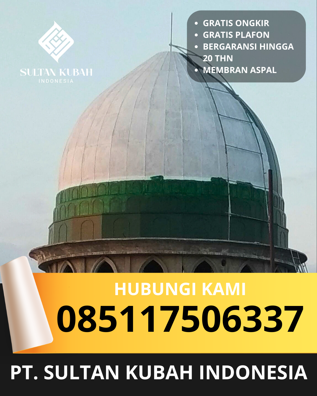 JUAL KUBAH MASJID PREMIUM DI KEC. KARAWANG BARAT, KAB. KARAWANG, JAWA BARAT (WA: 085117506337)
