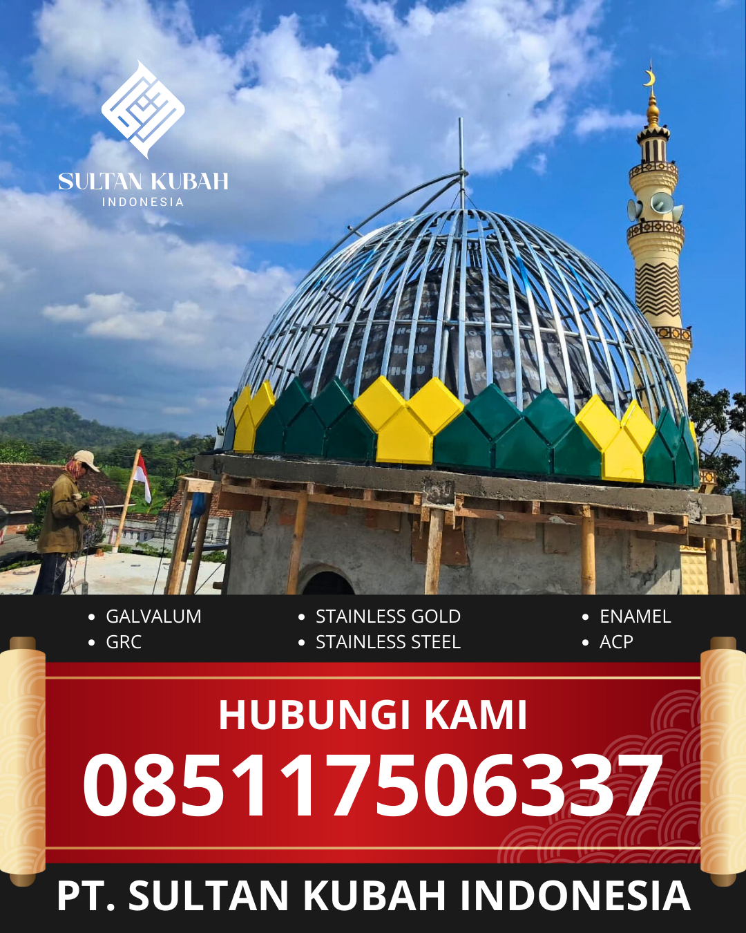 JUAL KUBAH MASJID PREMIUM DI KEC. GROGOL TIMUR, KOTA JAKARTA BARAT (WA: 085117506337)