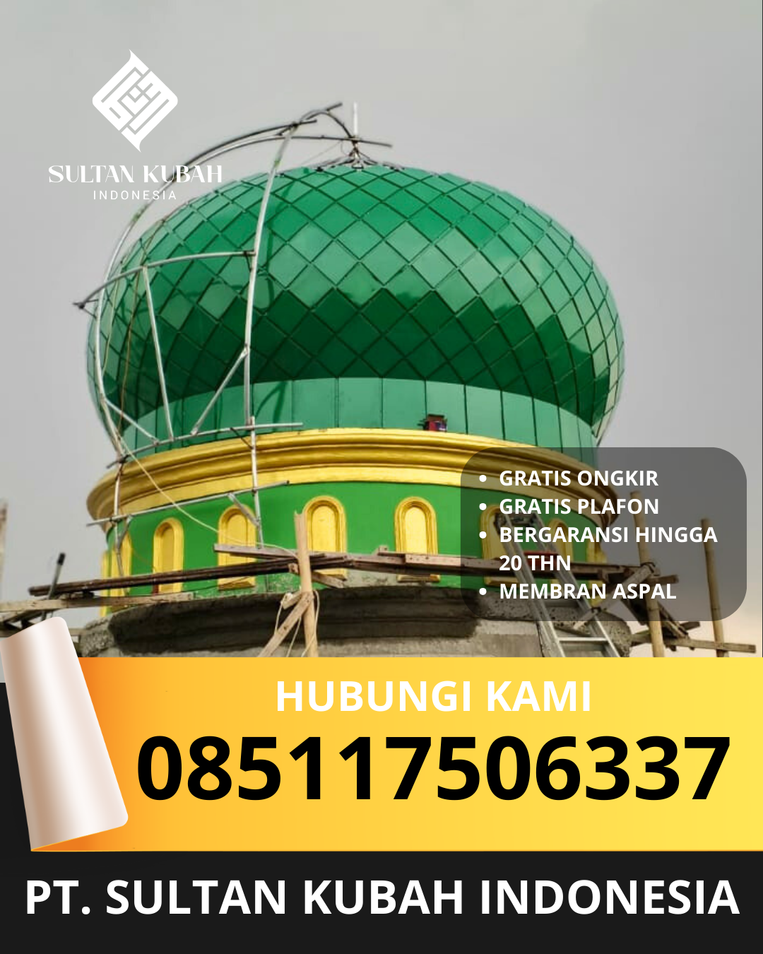 KUBAH MASJID GALVALUM HARGA TERJANGKAU DI KEC. MAROS, KAB. MAROS (WA: 085117506337)