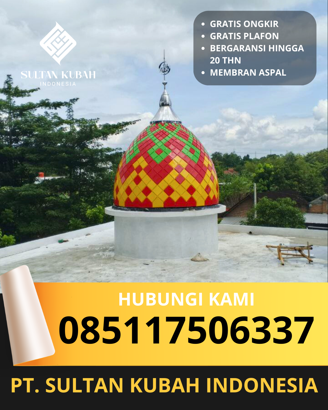 JUAL KUBAH MASJID GALVALUM TAHAN LAMA DI KEC. KOLAKA, KAB. KOLAKA, SULAWESI (WA: 085117506337)
