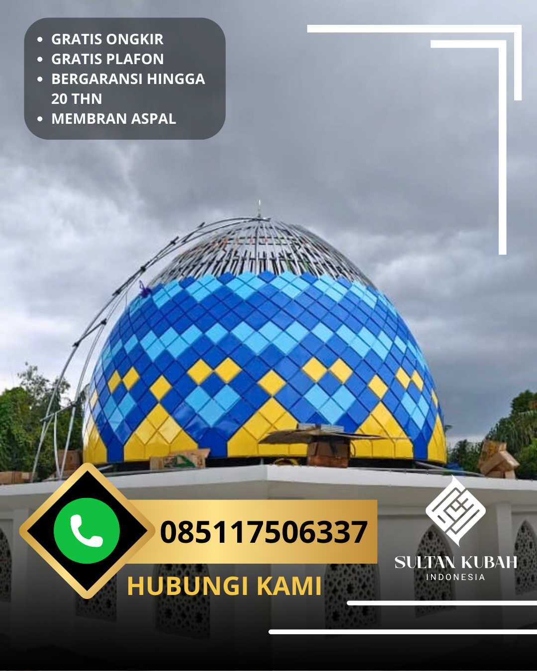 JUAL KUBAH MASJID PREMIUM DI KEC. LHOONG, KAB. ACEH BESAR (WA: 085117506337)