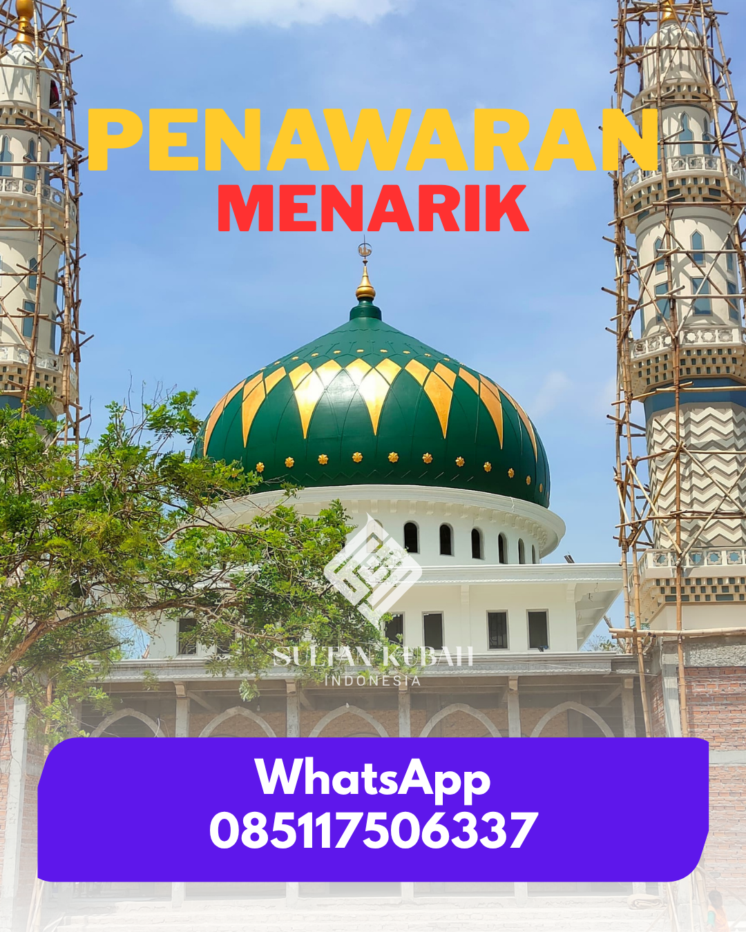JUAL KUBAH MASJID GALVALUM TAHAN LAMA DI KEC. PADANG UTARA, KOTA PADANG (WA: 085117506337)