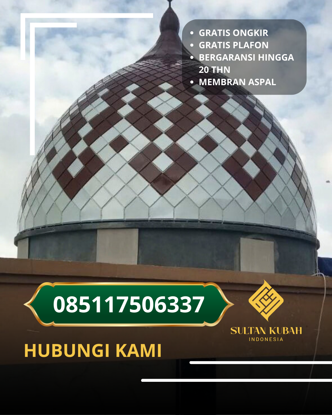 SPESIALIS KUBAH MASJID GARANSI RESMI DI KOTA BANDUNG, KEC. GEDEBAGE, JABAR (WA: 085117506337)