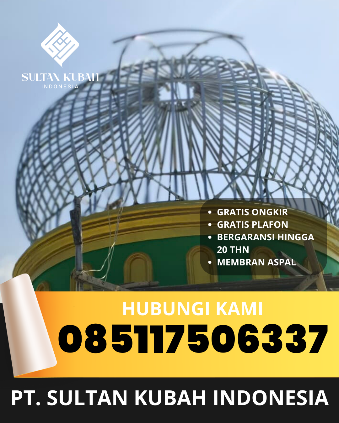 JUAL KUBAH MASJID GALVALUM PREMIUM DI KEC. TAKALAR, KAB. TAKALAR (WA: 085117506337)