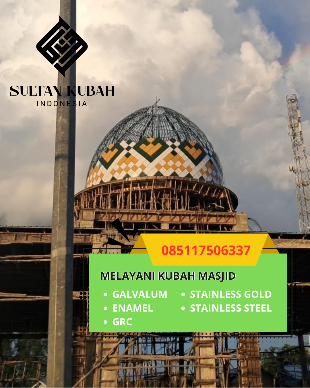 JUAL KUBAH MASJID TAHAN LAMA DI KECAMATAN SLAWI, KABUPATEN TEGAL, JAWA TENGAH (WA: 085117506337)