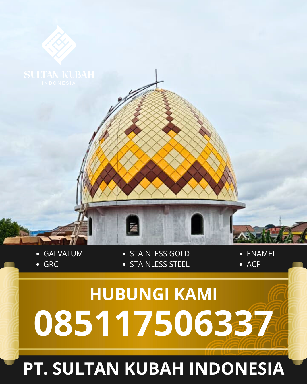 KUBAH MASJID DESAIN ELEGAN DI KEC. SUKOHARJO KOTA, KAB. SUKOHARJO (WA: 085117506337)