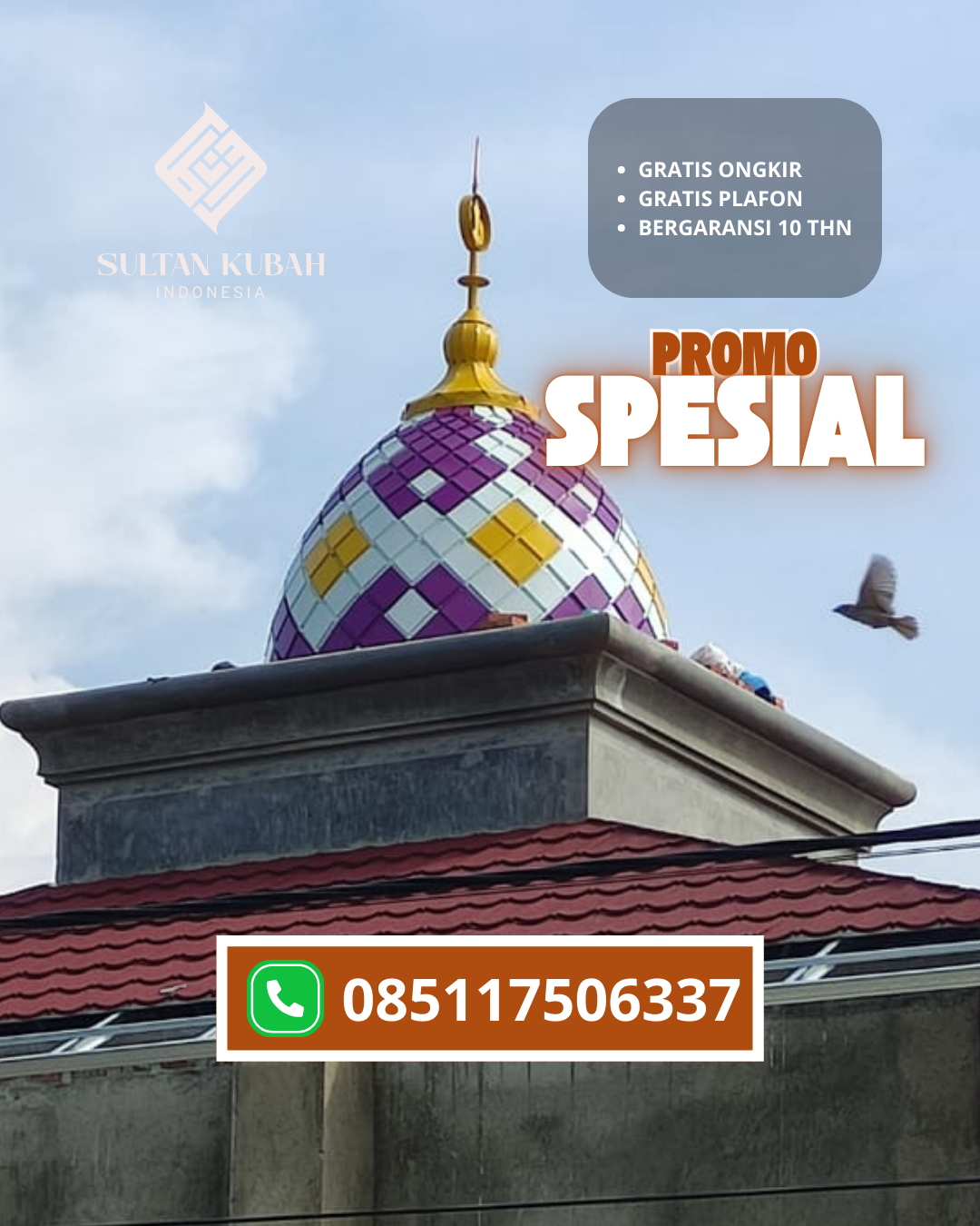 JUAL KUBAH MASJID TAHAN LAMA DI KEC. BINJAI SELATAN, KOTA BINJAI (WA: 085117506337)