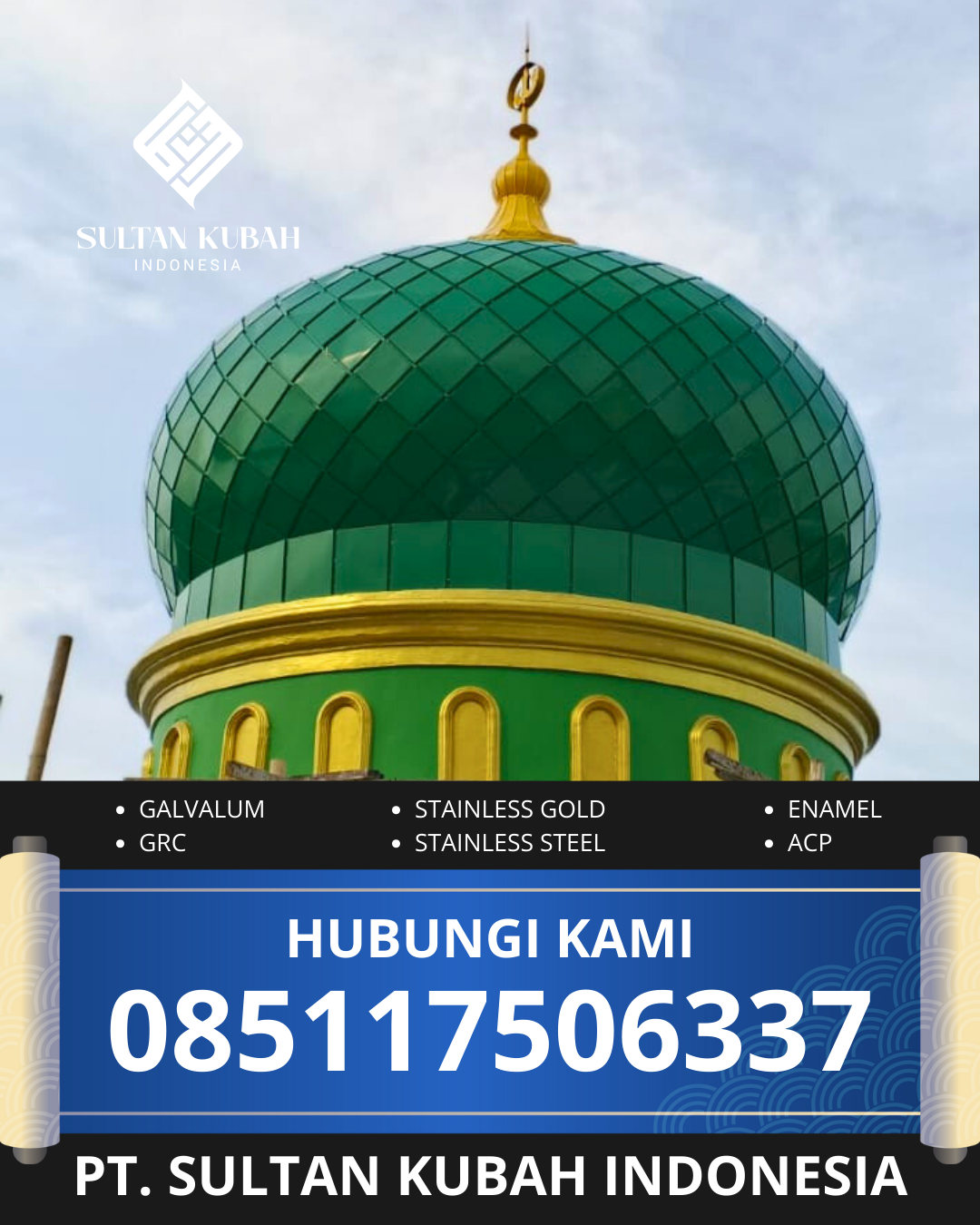 KUBAH MASJID GALVALUM DESAIN ELEGAN DI KEC. BONTOSALAM, KAB. BULUKUMBA (WA: 085117506337)