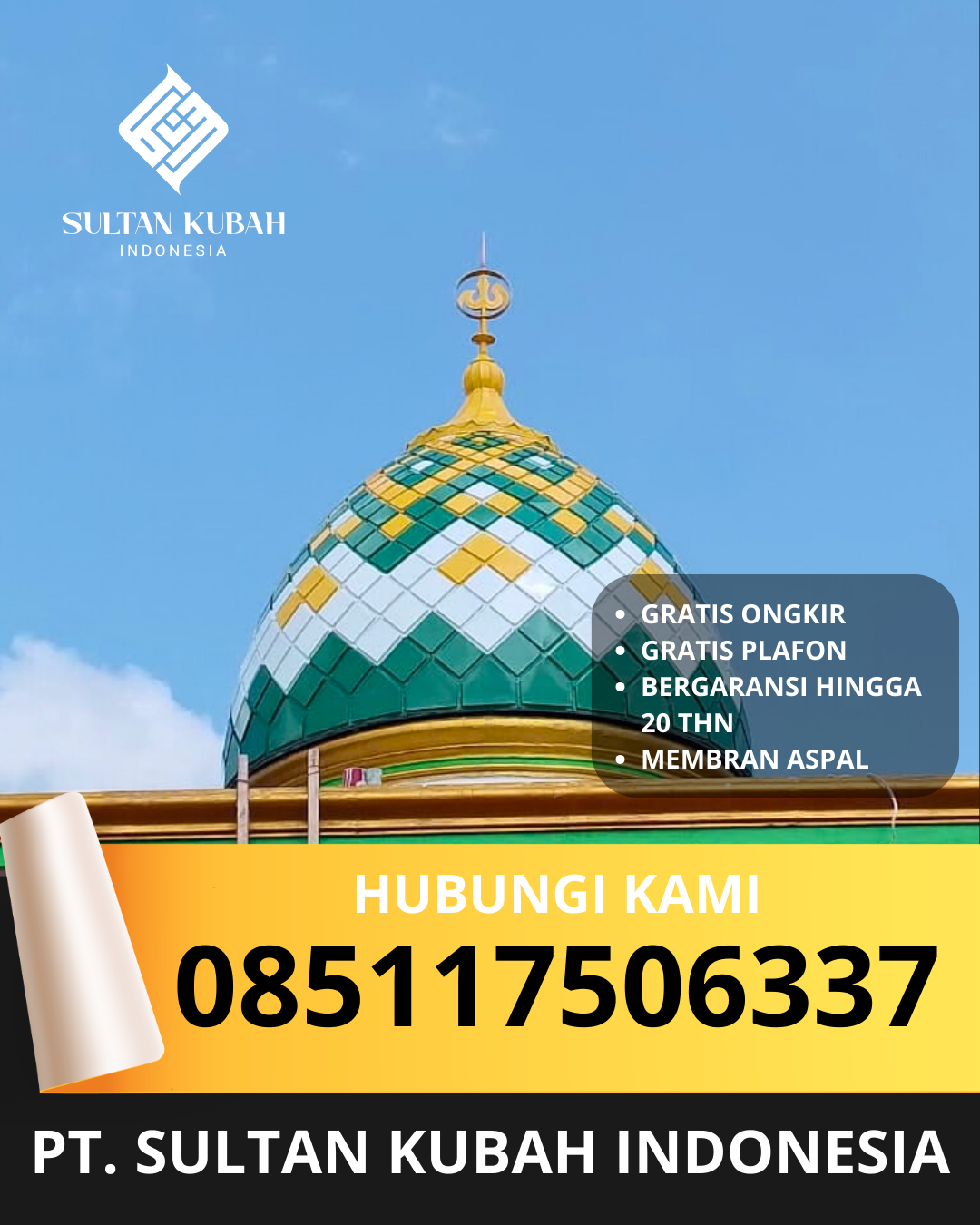 JUAL KUBAH MASJID PREMIUM DI KEC LANGSA BARO, KOTA LANGSA, ACEH (WA: 085117506337)