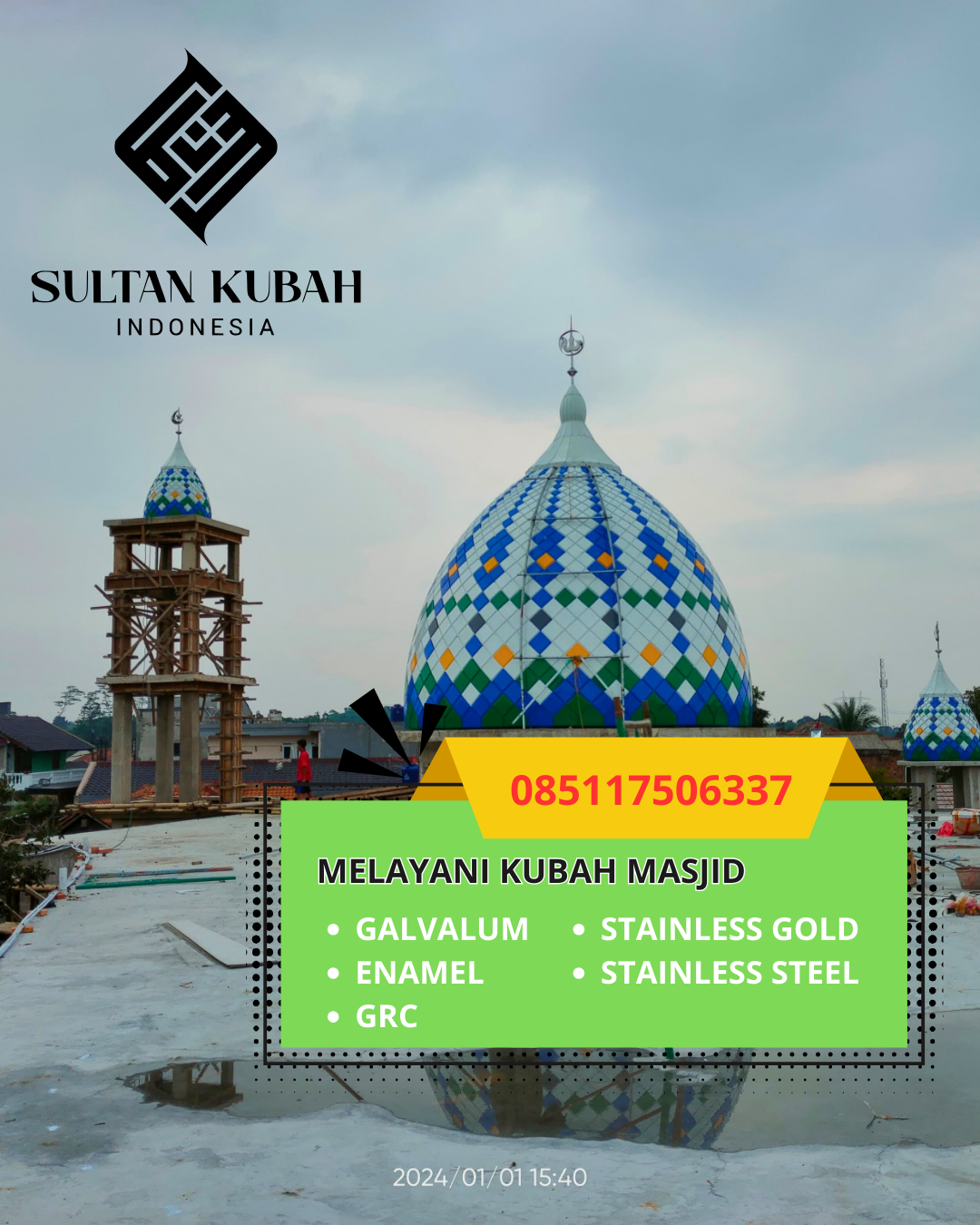 KUBAH MASJID HARGA TERJANGKAU DI KEC. BANJARMASIN TIMUR, KOTA BANJARMASIN, KALIMANTAN SELATAN (WA: 085117506337)
