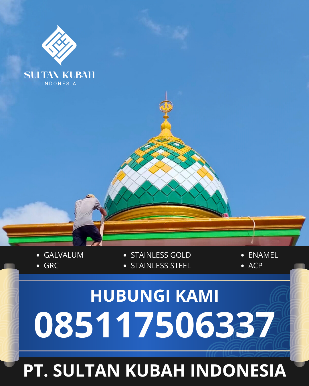 JUAL KUBAH MASJID TAHAN LAMA DI KEC PRINGGASELA, KAB LOMBOK TIMUR, NUSA TENGGARA BARAT (WA: 085117506337)
