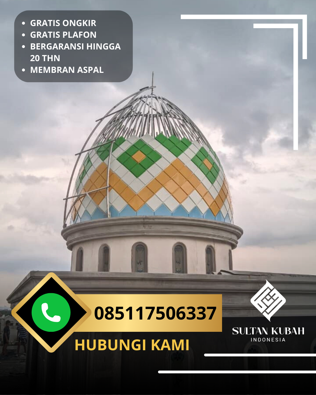 KUBAH MASJID GALVALUM HARGA TERJANGKAU DI KEC. PRINGGABAYA, KAB. LOMBOK TIMUR (WA: 085117506337)