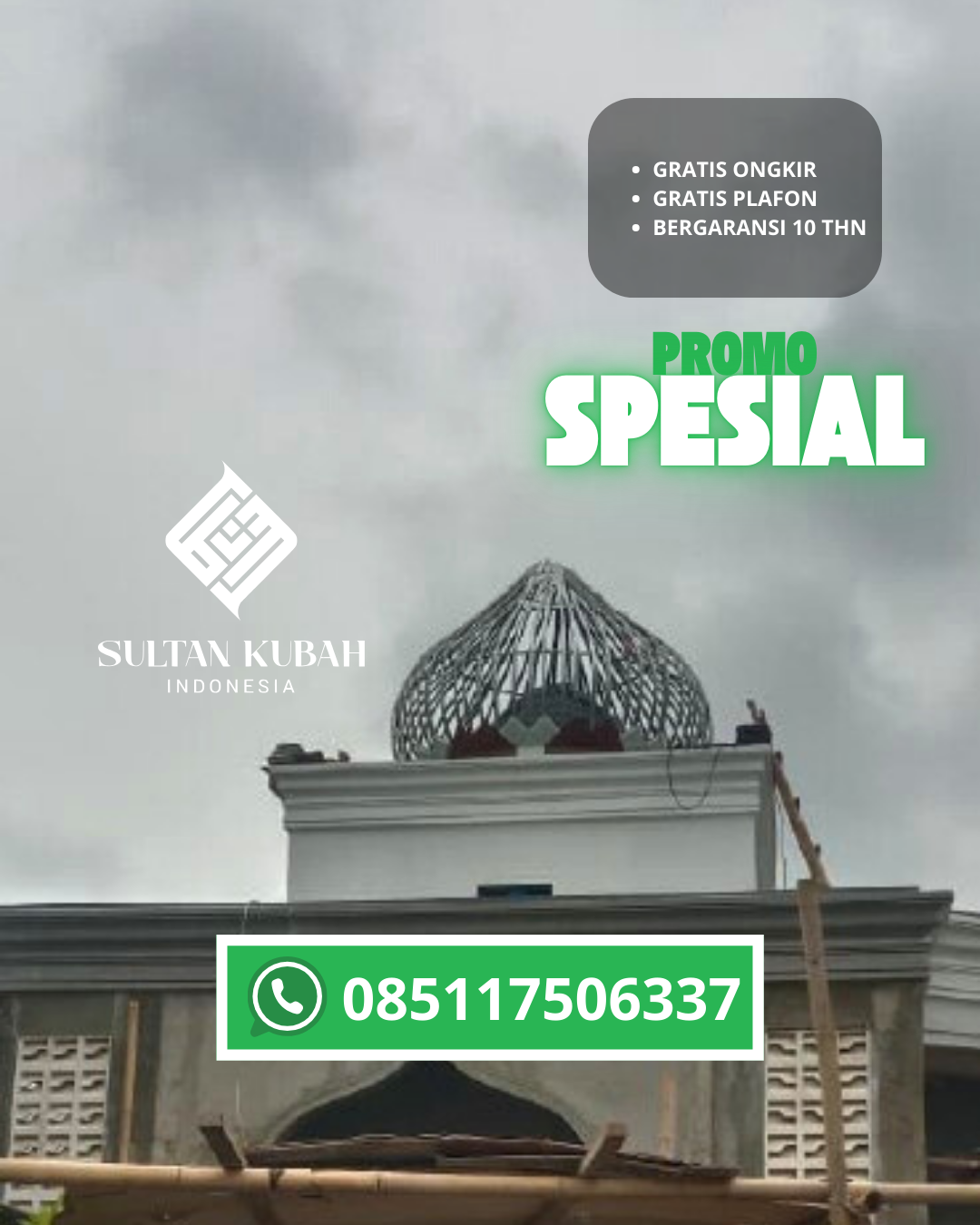 JUAL KUBAH MASJID GALVALUM TAHAN LAMA DI KEC. PADANG TUALANG, KAB. LANGKAT (WA: 085117506337)