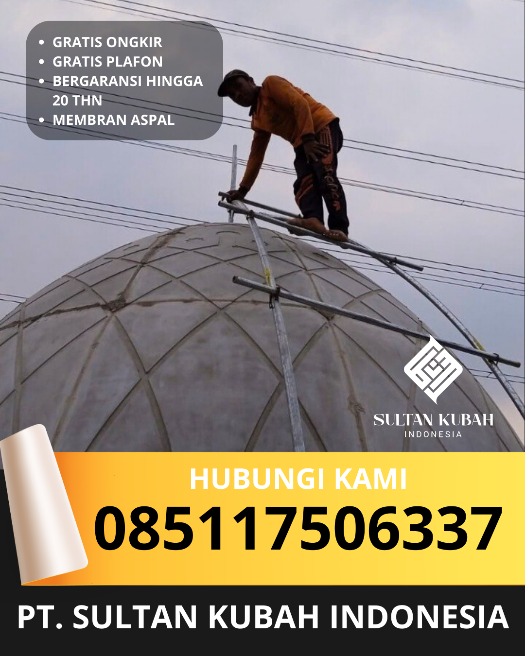 JUAL KUBAH MASJID PREMIUM DI KEC. INGIN JAYA, KAB. ACEH BESAR, ACEH (WA: 085117506337)