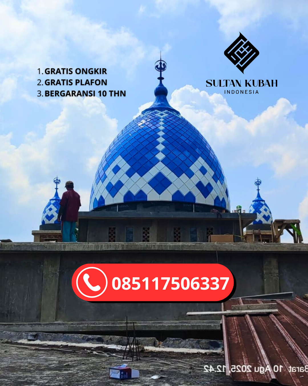 KUBAH MASJID GALVALUM DESAIN ELEGAN DI KEC. SUNGAI MAS, KAB. ACEH BARAT (WA: 085117506337)