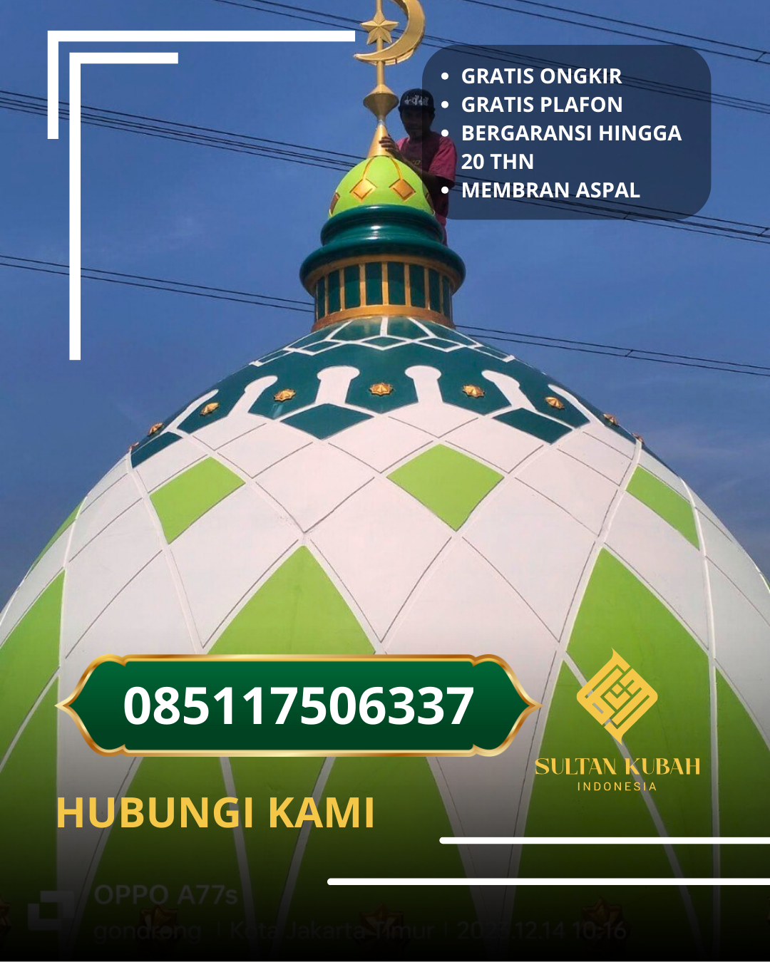 PRODUSEN KUBAH MASJID EKSKLUSIF DI KEC. ANGSANA, KAB. TANAH BUMBU, KALIMANTAN SELATAN (WA: 085117506337)