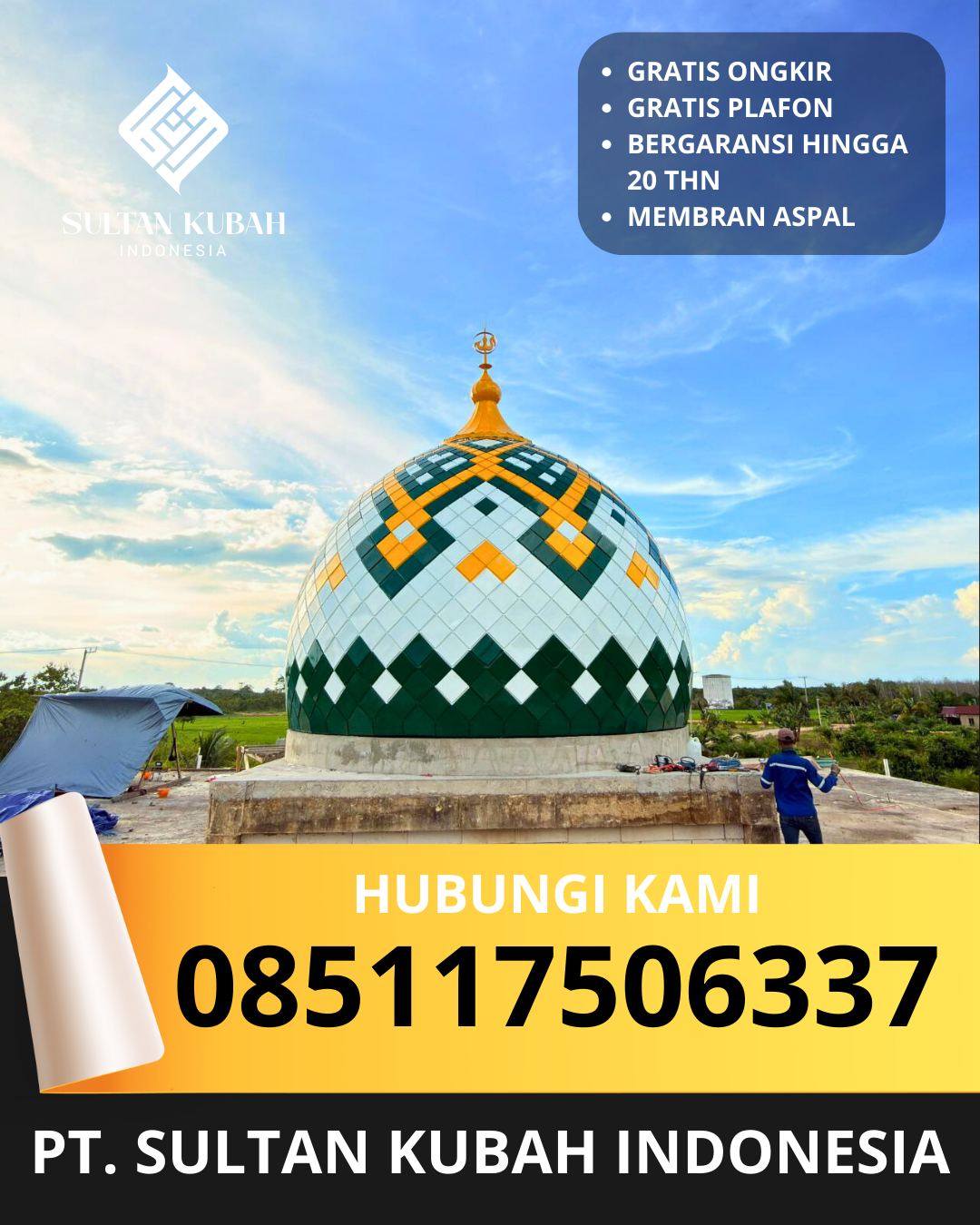 JUAL KUBAH MASJID GALVALUM PREMIUM DI KEC. WARU, KAB. PAMEKASAN (WA: 085117506337)