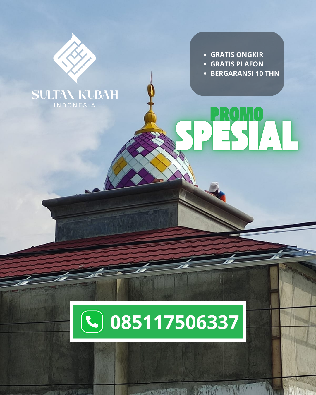 KUBAH MASJID DESAIN ELEGAN DI KEL. MARISO, KEC. MAKASSAR (WA: 085117506337)