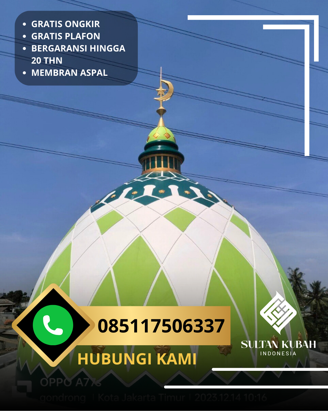 PUSAT KUBAH MASJID BERKUALITAS DI KEC. KUSAN HULU, KAB. TANAH BUMBU, KALIMANTAN SELATAN (WA: 085117506337)