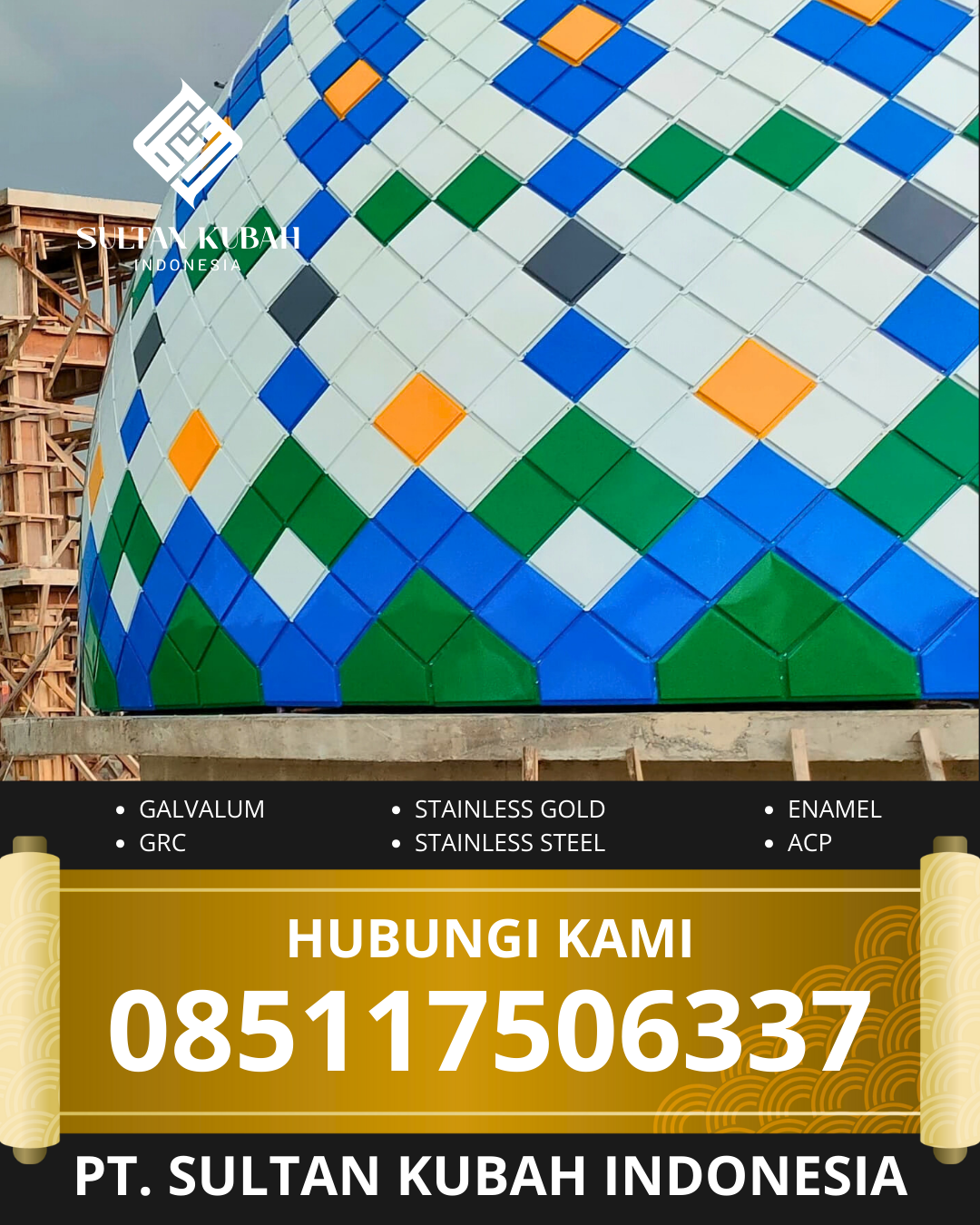 KUBAH MASJID HARGA TERJANGKAU DI KEC. KOTAWARINGIN TIMUR, KAB. SAMPIT, KALIMANTAN TENGAH (WA: 085117506337)