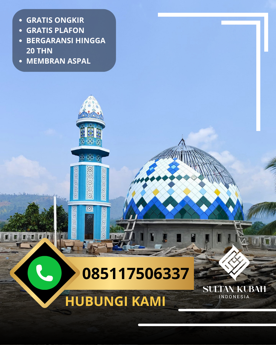 SPESIALIS KUBAH MASJID GALVALUM GARANSI RESMI DI KEC. SIDOARJO, KAB. SIDOARJO (WA: 085117506337)
