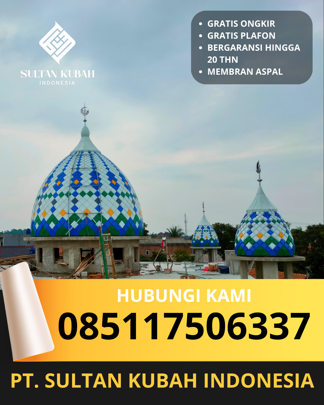 PABRIK KUBAH MASJID MODERN DI KEC. JAMBI SELATAN, KOTA JAMBI, JAMBI (WA: 085117506337)