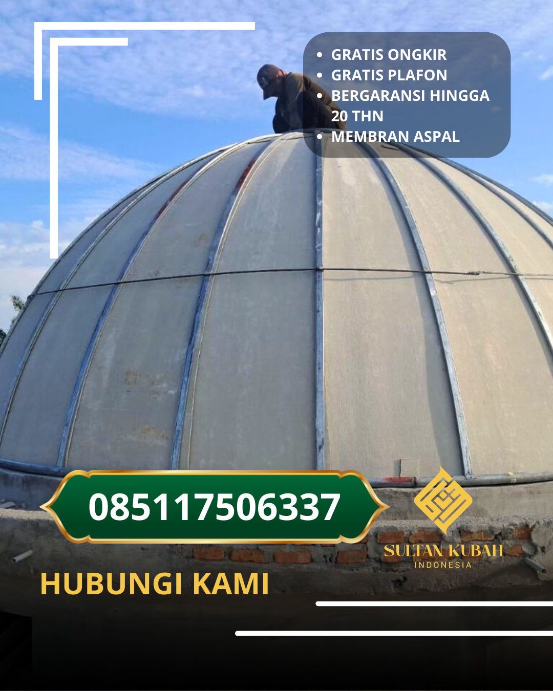 JUAL KUBAH MASJID TAHAN LAMA DI KEC. GERUNG, KAB. LOMBOK BARAT, LOMBOK (WA: 085117506337)
