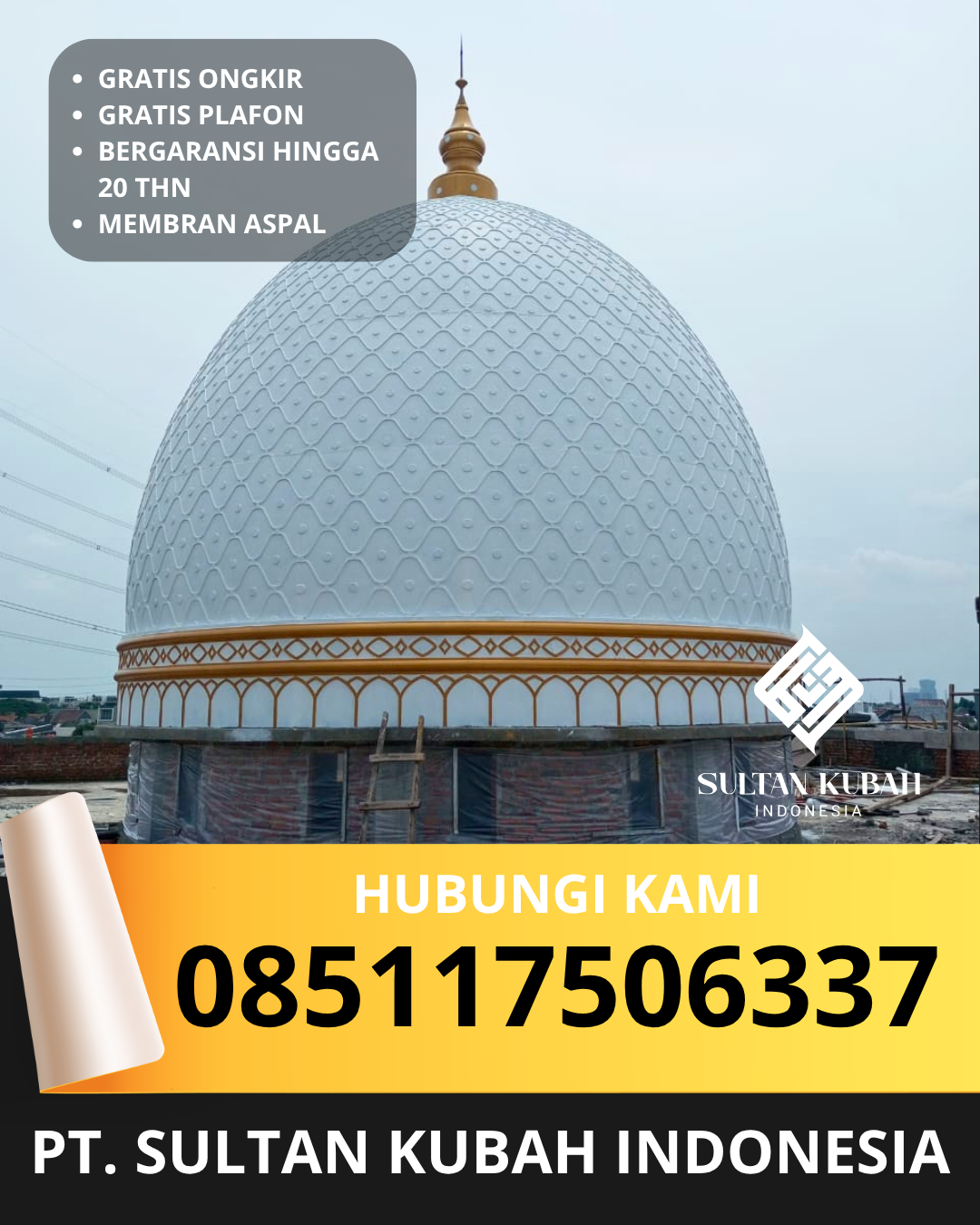 JUAL KUBAH MASJID TAHAN LAMA DI KEC BATU LAYAR, KAB LOMBOK BARAT, NTB (WA: 085117506337)