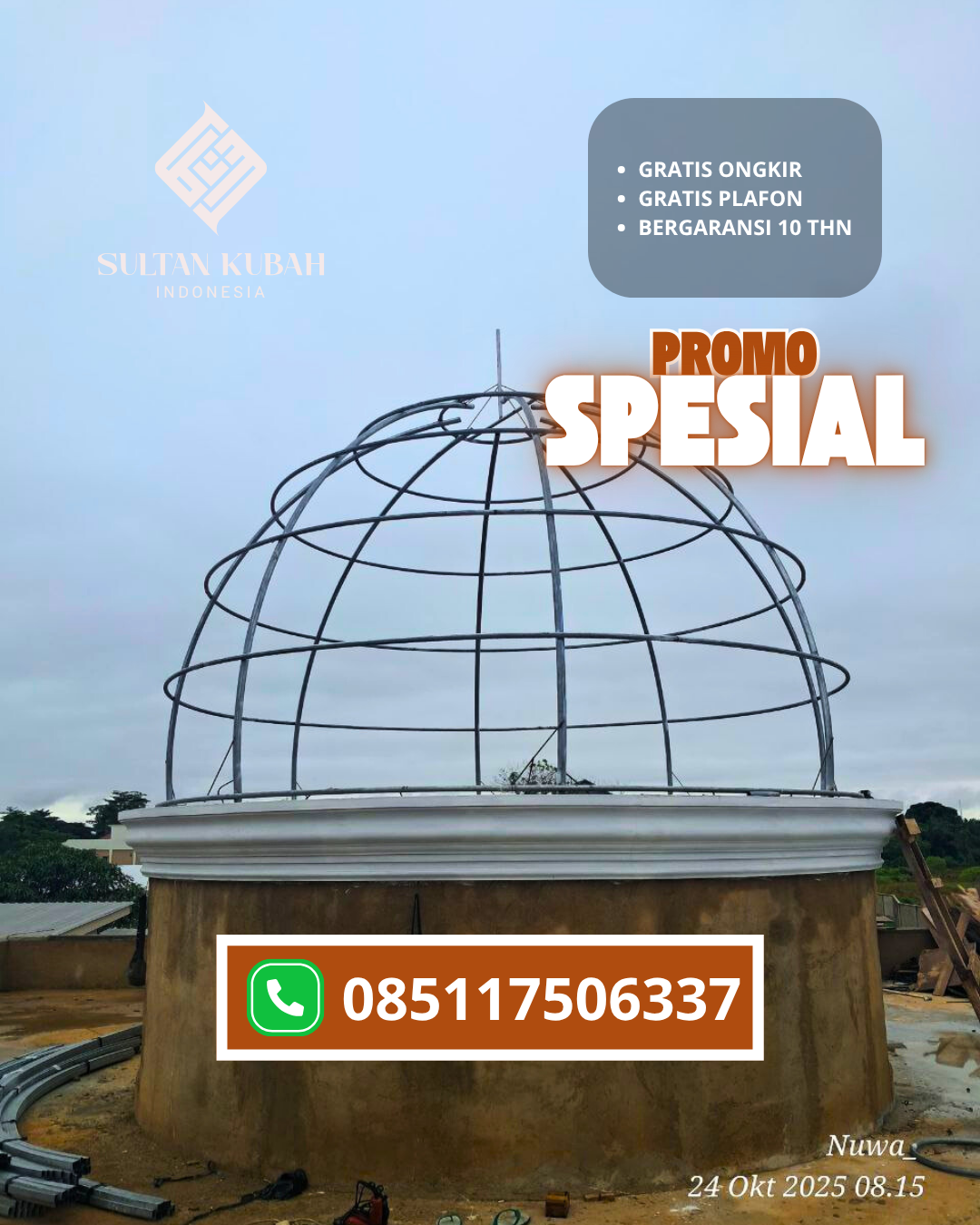 JUAL KUBAH MASJID GALVALUM TAHAN LAMA DI KEC. BANDA SAKTI, KOTA LHOKSEUMAWE – ACEH (WA: 085117506337)