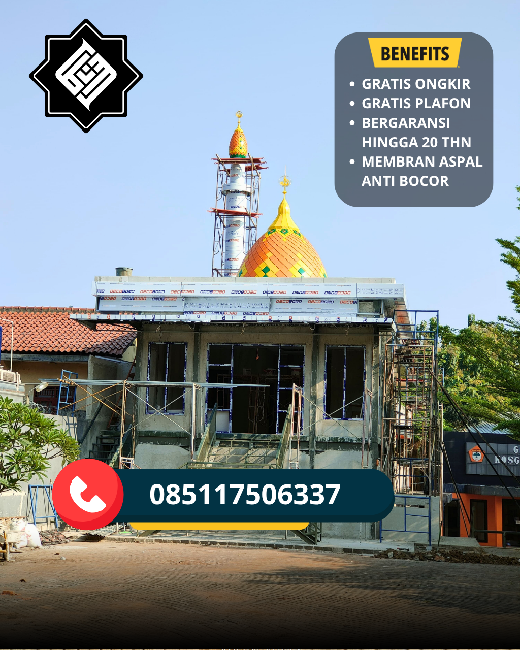 KUBAH MASJID HARGA TERJANGKAU DI KEC KENDARI BARAT, KOTA KENDARI, SULTRA (WA: 085117506337)
