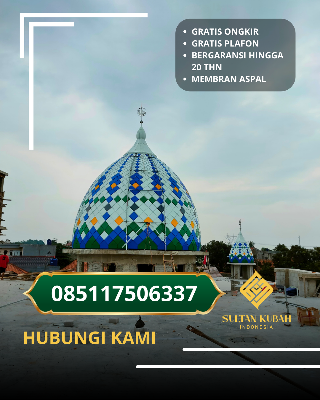 KUBAH MASJID DESAIN ELEGAN DI KEC. BENGKULU UTARA, KAB. BENGKULU UTARA, BENGKULU (WA: 085117506337)
