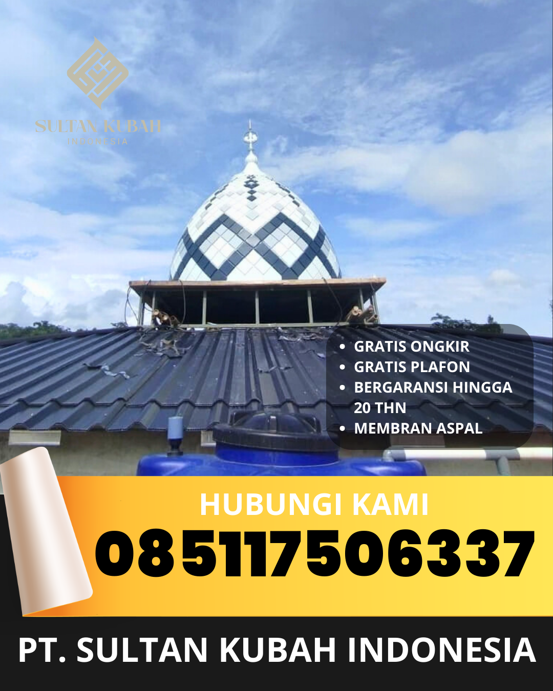 JUAL KUBAH MASJID TAHAN LAMA DI KEC. KOTA JAYAPURA ABEPURA, KOTA JAYAPURA, PAPUA (WA: 085117506337)