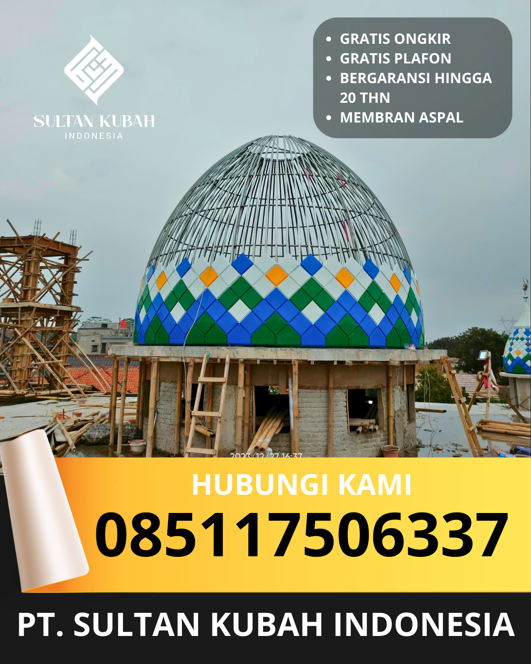 KUBAH MASJID DESAIN ELEGAN DI KEC. PEKANBARU BARAT, KOTA PEKANBARU, RIAU (WA: 085117506337)