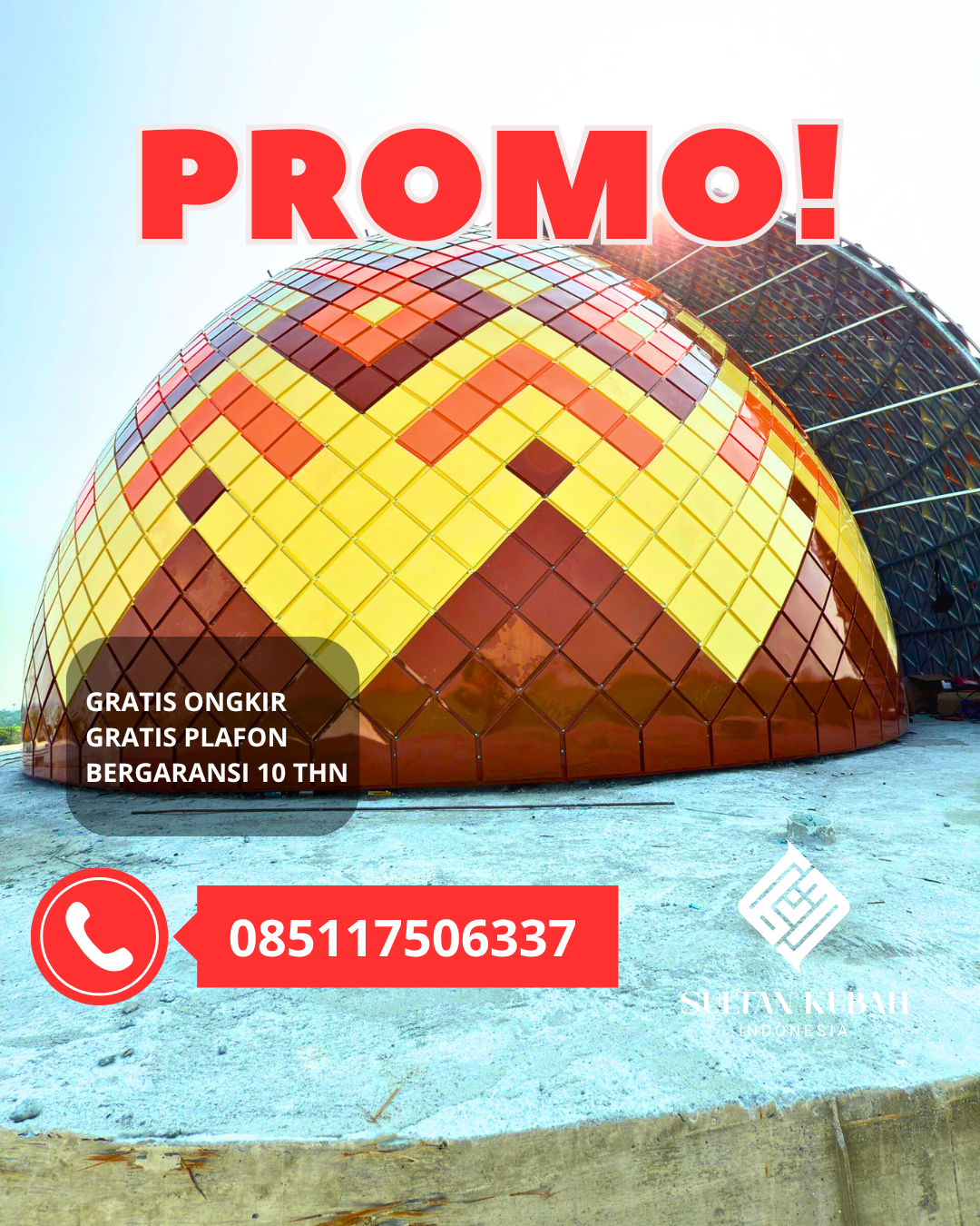 KUBAH MASJID GALVALUM HARGA TERJANGKAU DI KEC. SUNGAI AMBAWANG, KAB. KUBU RAYA (WA: 085117506337)
