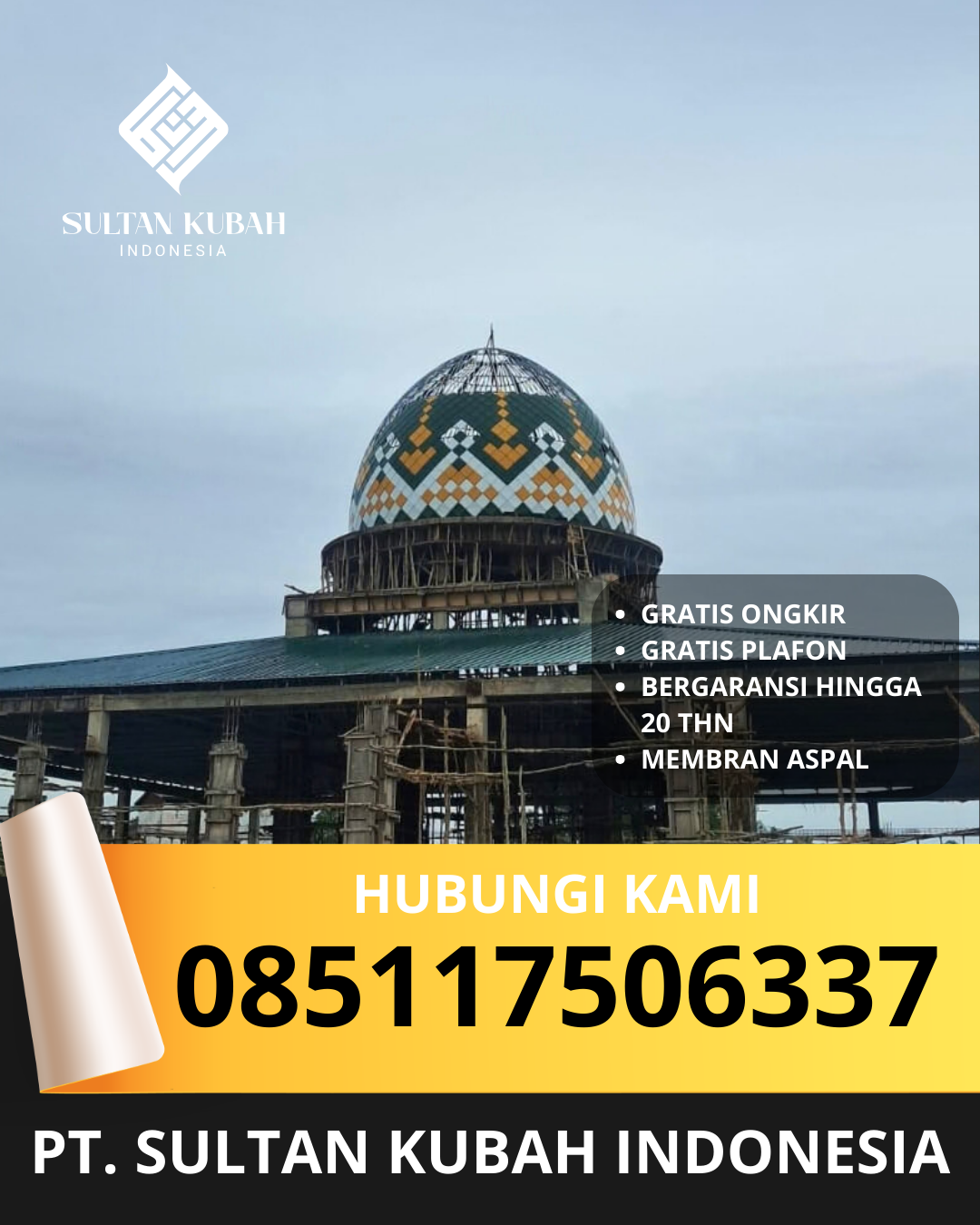 KUBAH MASJID DESAIN ELEGAN DI KECAMATAN MAGELANG SELATAN, KOTA MAGELANG, JAWA TENGAH (WA: 085117506337)