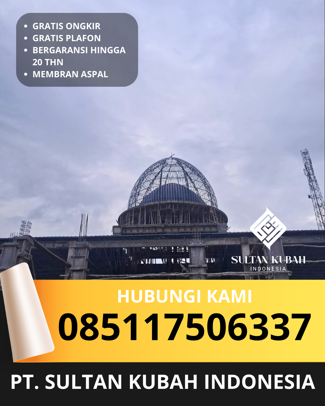 JUAL KUBAH MASJID TAHAN LAMA DI KECAMATAN PURWOKERTO TIMUR, KABUPATEN BANYUMAS, JAWA TENGAH (WA: 085117506337)