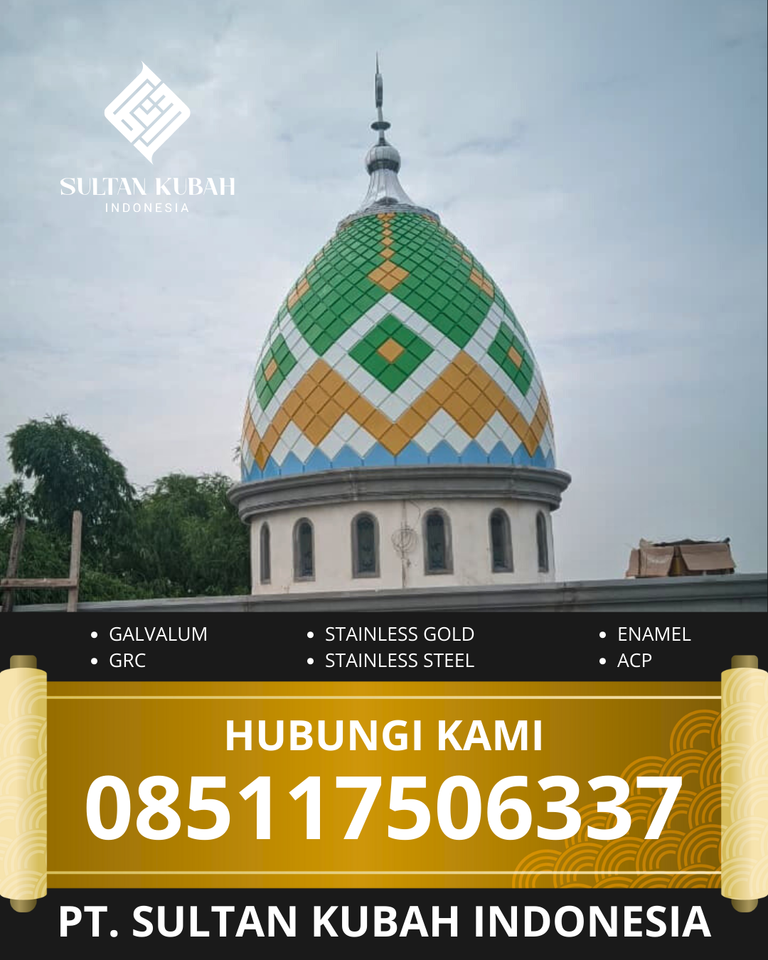 JUAL KUBAH MASJID GALVALUM PREMIUM DI KEC. BONTOTANGNGA, KAB. BULUKUMBA (WA: 085117506337)