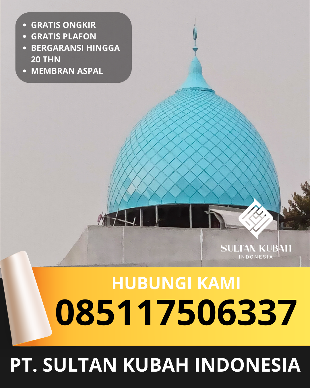 JUAL KUBAH MASJID PREMIUM DI KEC. BATAM KOTA, KOTA BATAM, KEPRI (WA: 085117506337)