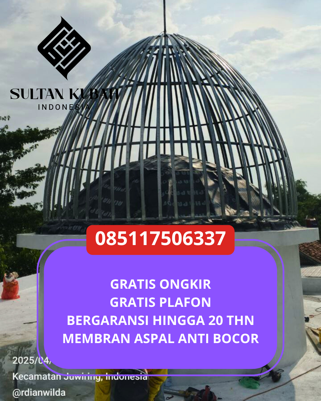 PABRIK KUBAH MASJID GALVALUM MODERN DI KEC. GUNUNG PUTRI, KAB. BOGOR (WA: 085117506337)