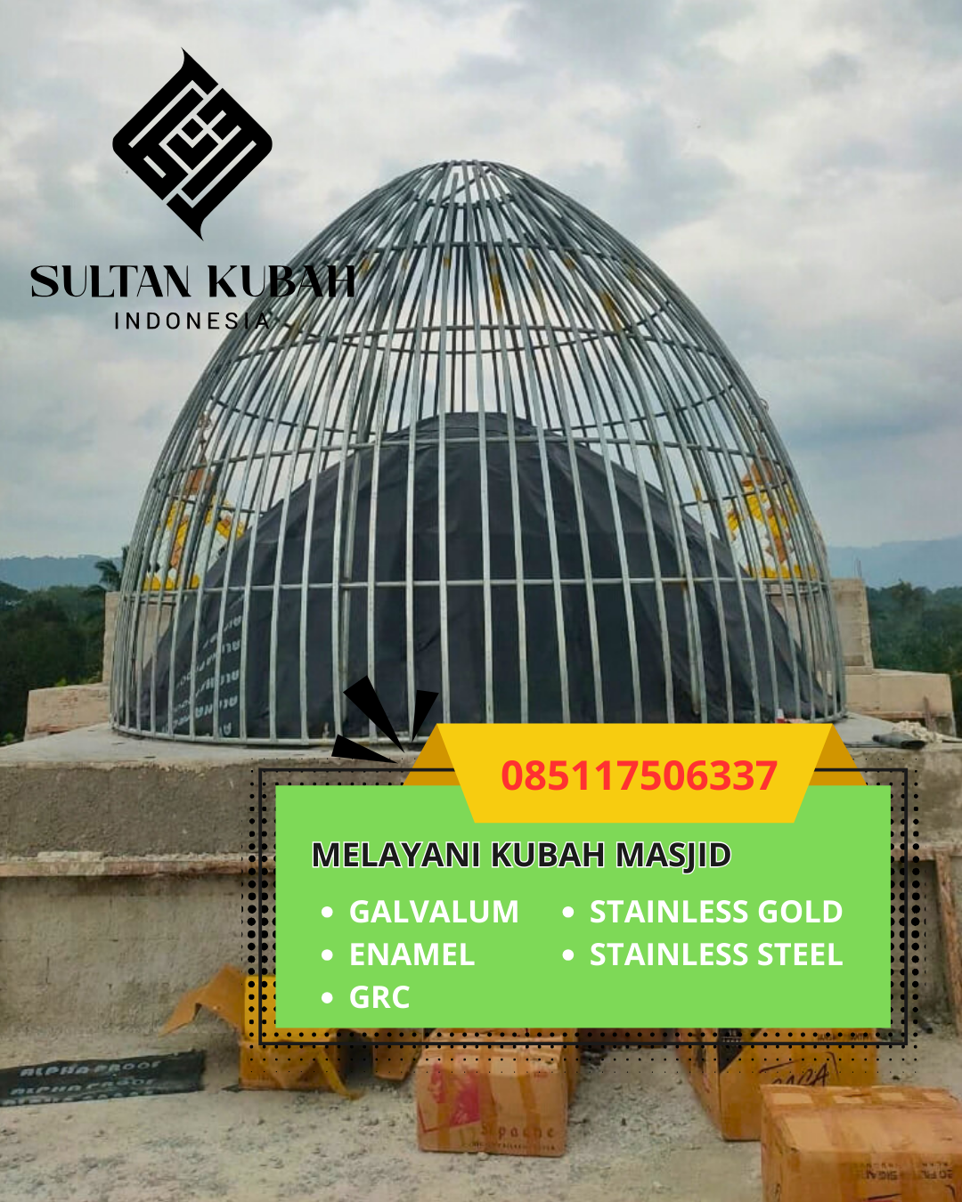 JUAL KUBAH MASJID PREMIUM DI KEC. CIMAHI UTARA, KOTA CIMAHI, JAWA BARAT (WA: 085117506337)