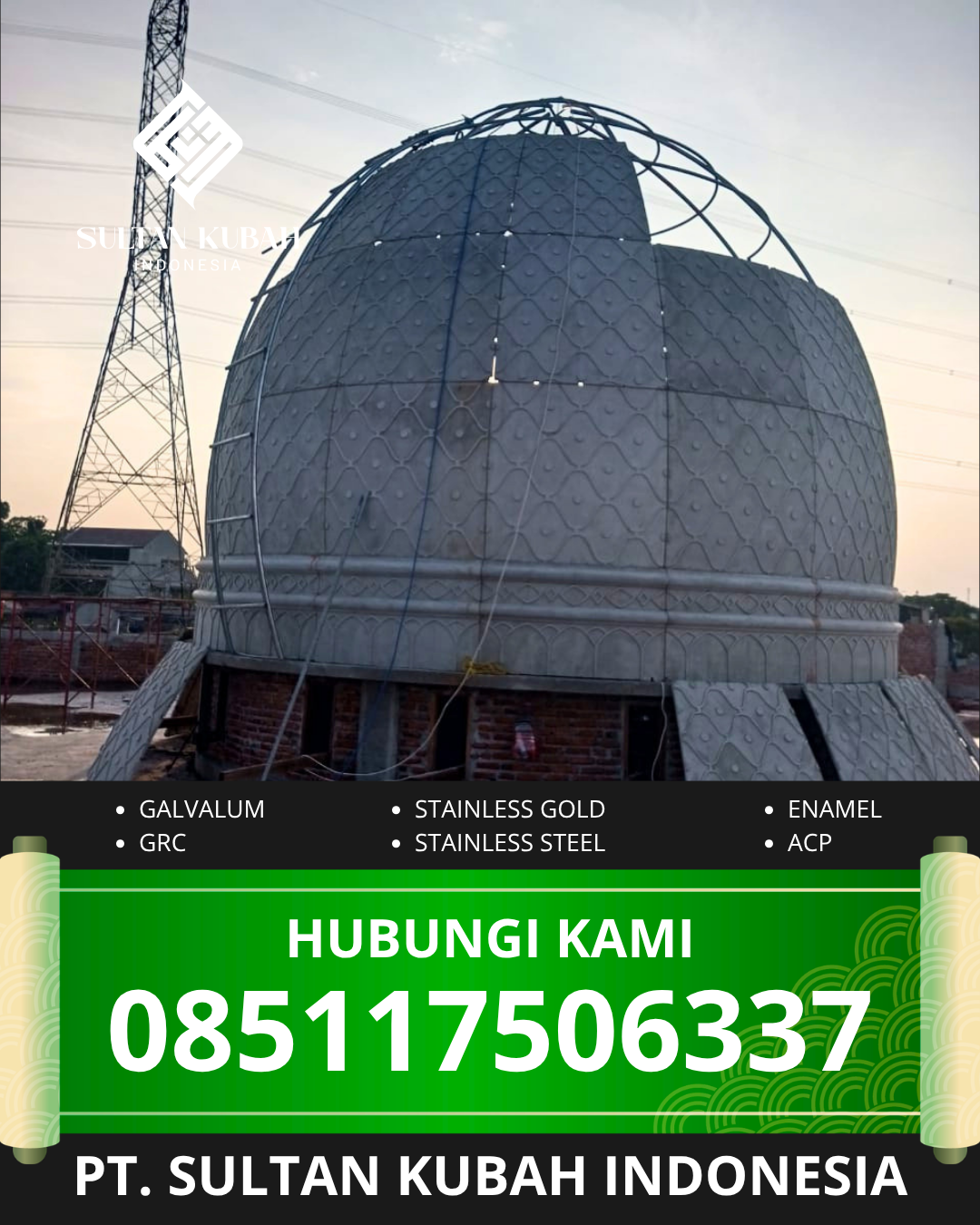KUBAH MASJID DESAIN ELEGAN DI KEC BALIKPAPAN SELATAN, KOTA BALIKPAPAN, KALTIM (WA: 085117506337)