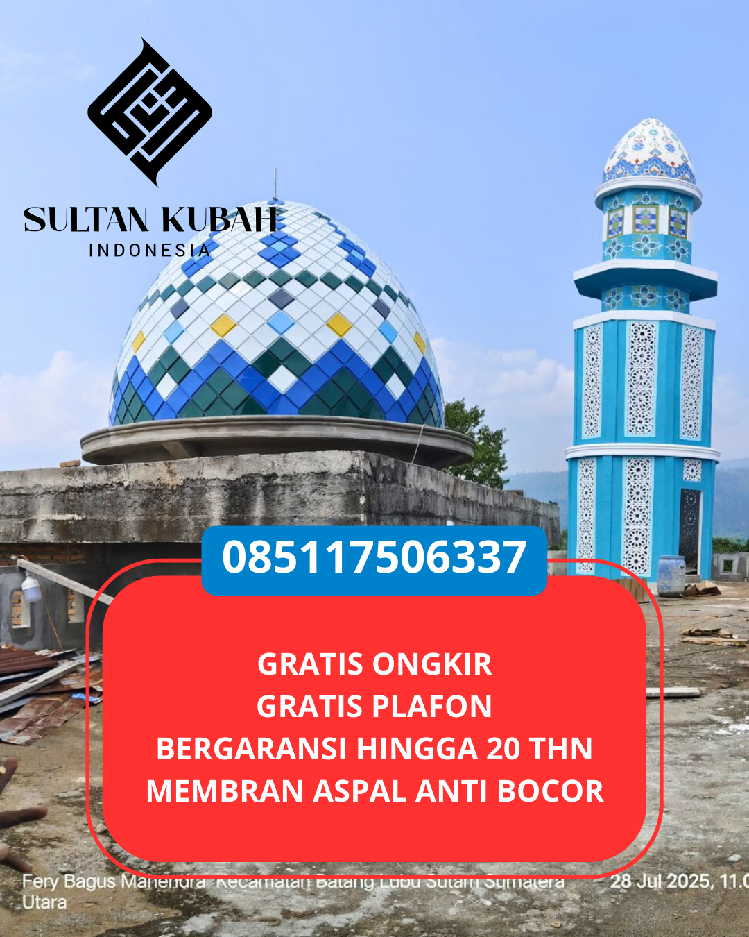 JUAL KUBAH MASJID GALVALUM PREMIUM DI KEC. PALMERAH, KOTA JAKARTA BARAT (WA: 085117506337)