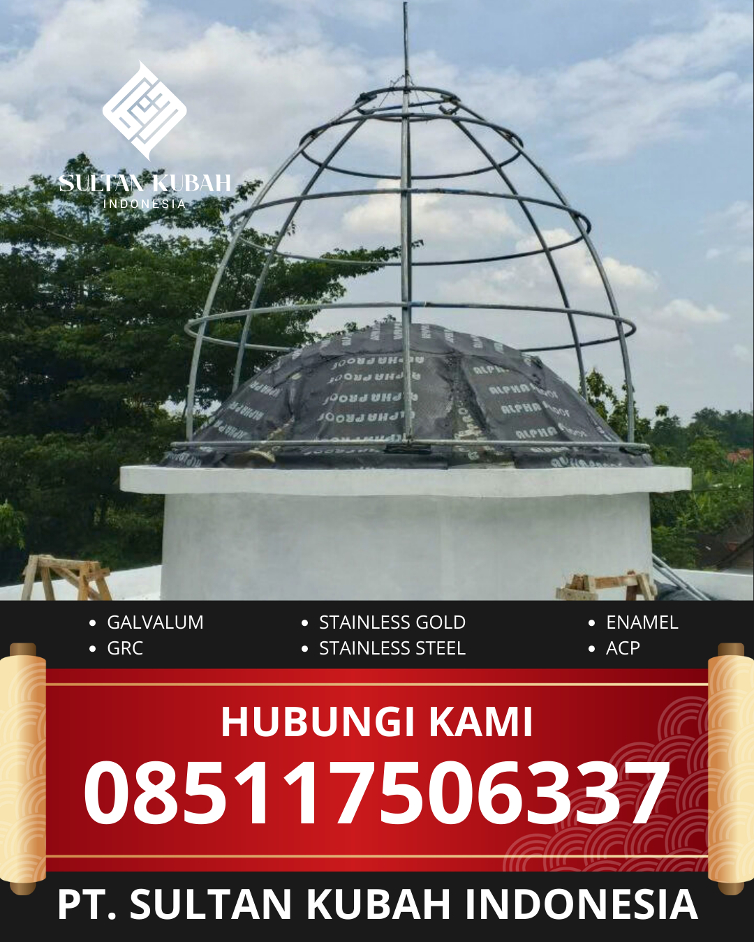 PRODUSEN KUBAH MASJID EKSKLUSIF DI KOTA CIMAHI, JAWA BARAT (WA: 085117506337)