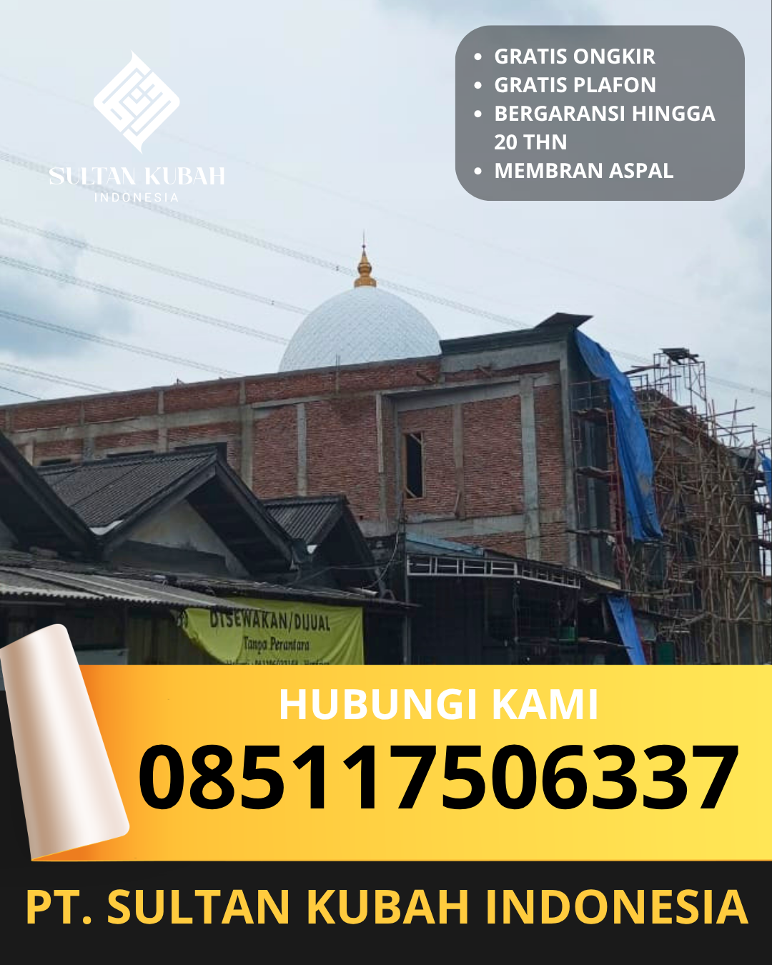 JUAL KUBAH MASJID TAHAN LAMA DI KEC BATU LAYAR, KAB LOMBOK BARAT, NTB (WA: 085117506337)